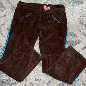 Vintage Boho Stretch Corduroy Pelle Pelle Ribbon Pants